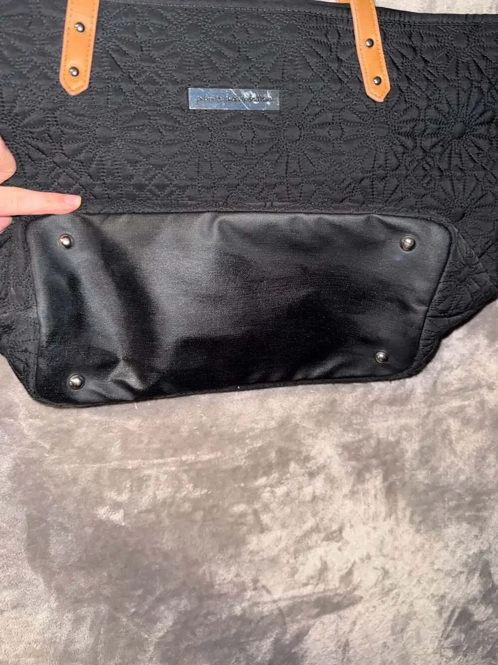 Petunia Pickle Bottom Black Quilted Tote Bag